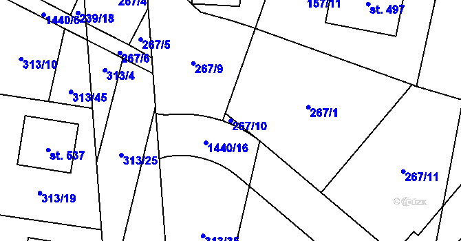 Parcela st. 267/10 v KÚ Bernartice u Milevska, Katastrální mapa