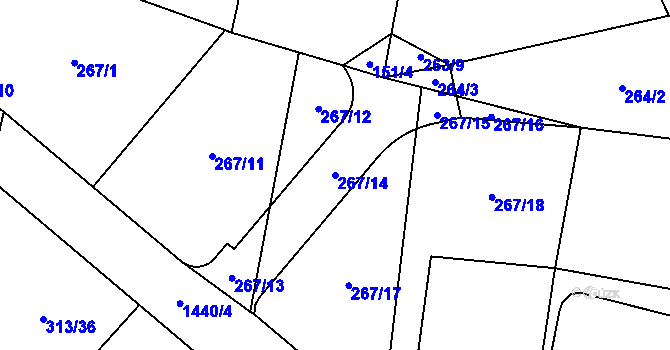 Parcela st. 267/14 v KÚ Bernartice u Milevska, Katastrální mapa