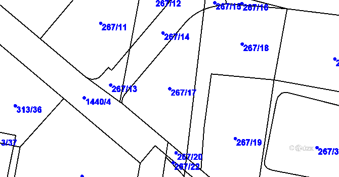 Parcela st. 267/17 v KÚ Bernartice u Milevska, Katastrální mapa