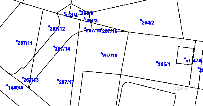Parcela st. 267/18 v KÚ Bernartice u Milevska, Katastrální mapa