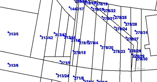 Parcela st. 278/17 v KÚ Bernartice u Milevska, Katastrální mapa