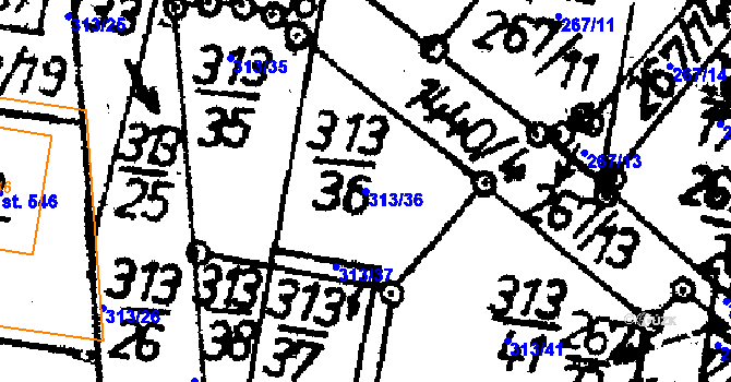 Parcela st. 313/36 v KÚ Bernartice u Milevska, Katastrální mapa