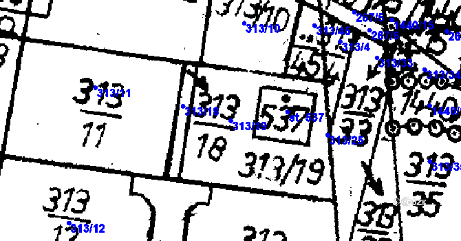 Parcela st. 313/19 v KÚ Bernartice u Milevska, Katastrální mapa