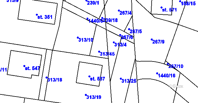 Parcela st. 313/45 v KÚ Bernartice u Milevska, Katastrální mapa