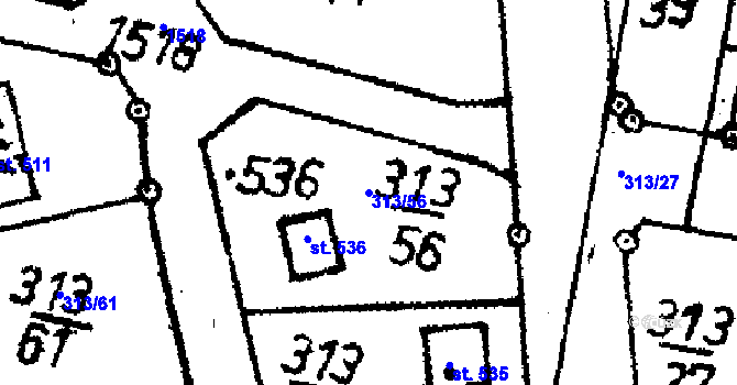 Parcela st. 313/56 v KÚ Bernartice u Milevska, Katastrální mapa