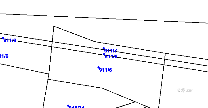 Parcela st. 911/8 v KÚ Bernartice u Milevska, Katastrální mapa