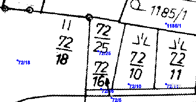Parcela st. 72/25 v KÚ Bernartice u Milevska, Katastrální mapa