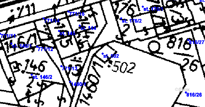 Parcela st. 502 v KÚ Bernartice u Milevska, Katastrální mapa