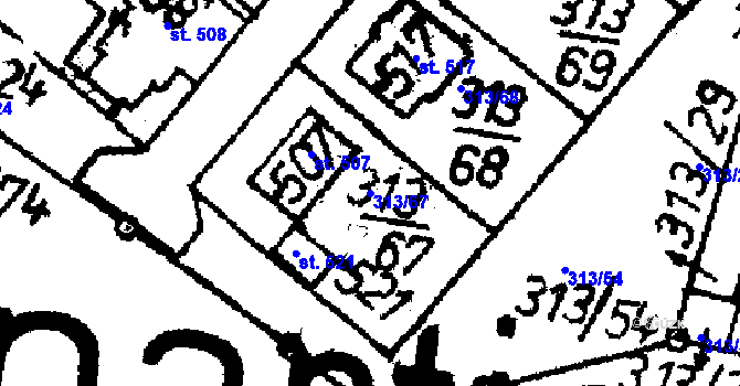 Parcela st. 313/67 v KÚ Bernartice u Milevska, Katastrální mapa