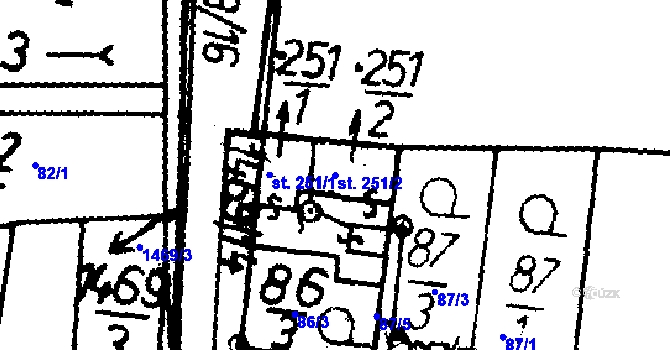 Parcela st. 251/2 v KÚ Bernartice u Milevska, Katastrální mapa