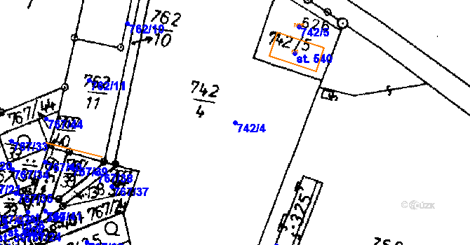 Parcela st. 742/4 v KÚ Bernartice u Milevska, Katastrální mapa