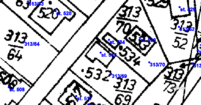 Parcela st. 532 v KÚ Bernartice u Milevska, Katastrální mapa