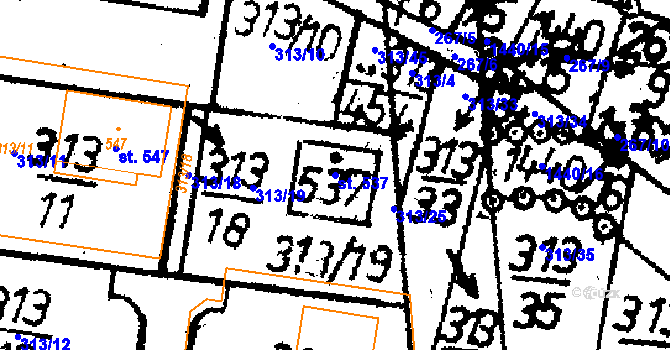 Parcela st. 537 v KÚ Bernartice u Milevska, Katastrální mapa