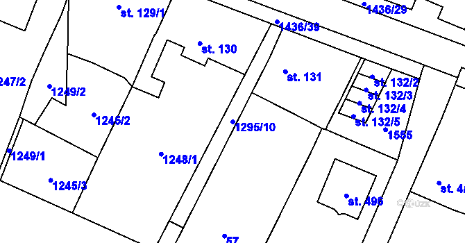 Parcela st. 1295/10 v KÚ Bernartice u Milevska, Katastrální mapa