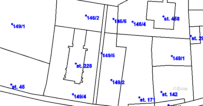 Parcela st. 149/5 v KÚ Bernartice u Milevska, Katastrální mapa