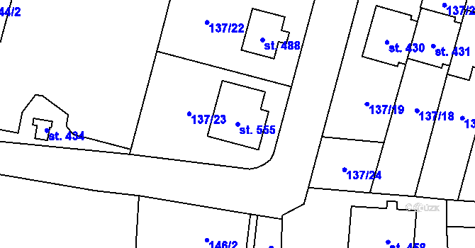 Parcela st. 555 v KÚ Bernartice u Milevska, Katastrální mapa