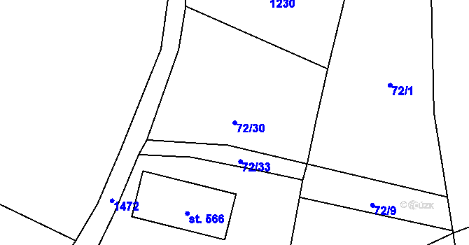 Parcela st. 72/30 v KÚ Bernartice u Milevska, Katastrální mapa