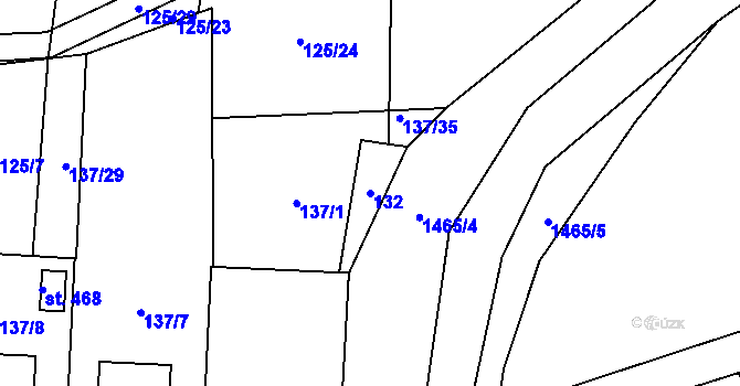 Parcela st. 132 v KÚ Bernartice u Milevska, Katastrální mapa
