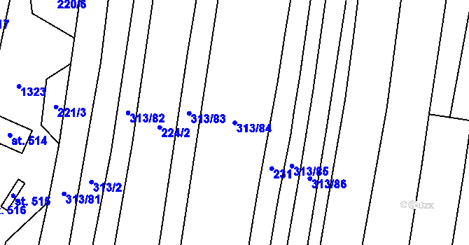 Parcela st. 313/84 v KÚ Bernartice u Milevska, Katastrální mapa