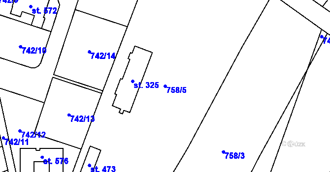 Parcela st. 758/5 v KÚ Bernartice u Milevska, Katastrální mapa