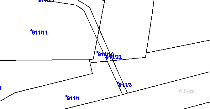 Parcela st. 911/22 v KÚ Bernartice u Milevska, Katastrální mapa