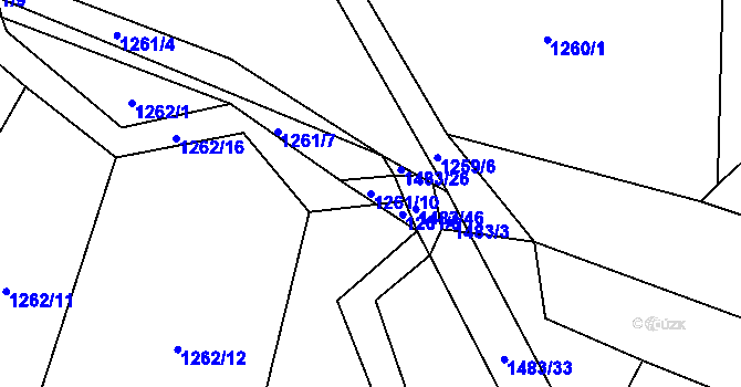 Parcela st. 1261/10 v KÚ Bernartice u Milevska, Katastrální mapa