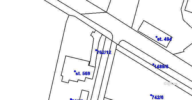 Parcela st. 762/12 v KÚ Bernartice u Milevska, Katastrální mapa