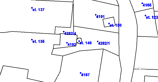 Parcela st. 149 v KÚ Bilinka, Katastrální mapa