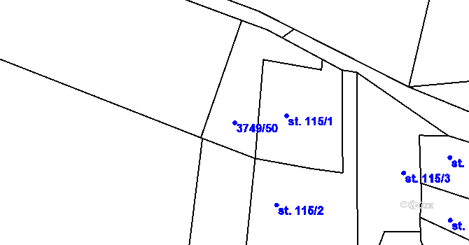 Parcela st. 3749/50 v KÚ Bilinka, Katastrální mapa