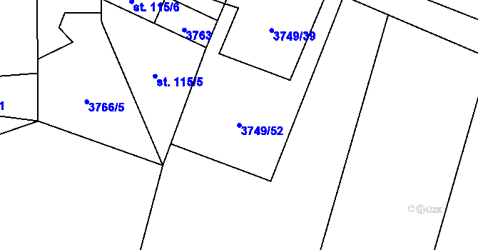 Parcela st. 3749/52 v KÚ Bilinka, Katastrální mapa