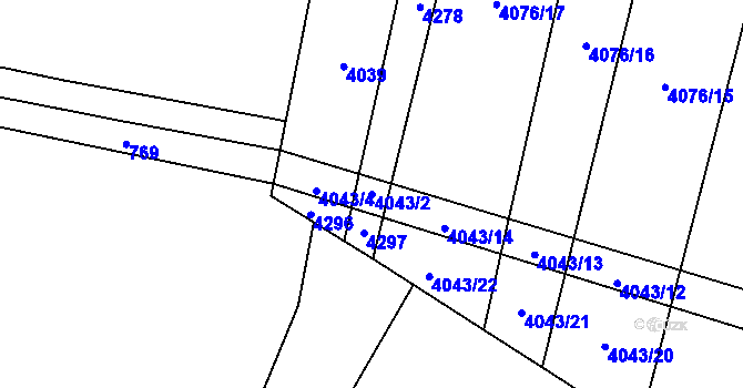 Parcela st. 4043/2 v KÚ Bilinka, Katastrální mapa