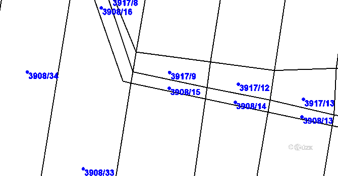 Parcela st. 3908/15 v KÚ Bilinka, Katastrální mapa