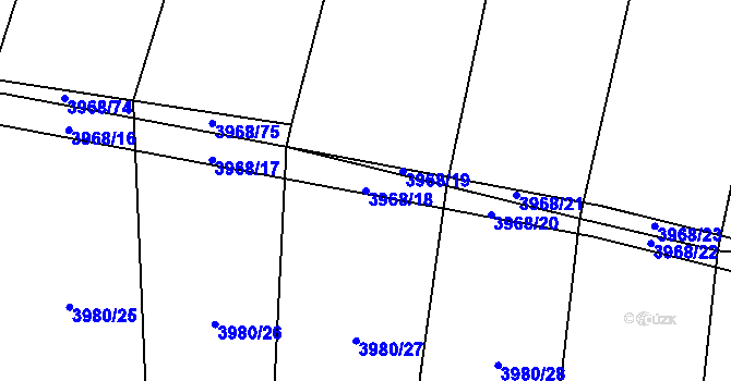 Parcela st. 3968/18 v KÚ Bilinka, Katastrální mapa