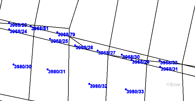 Parcela st. 3968/27 v KÚ Bilinka, Katastrální mapa