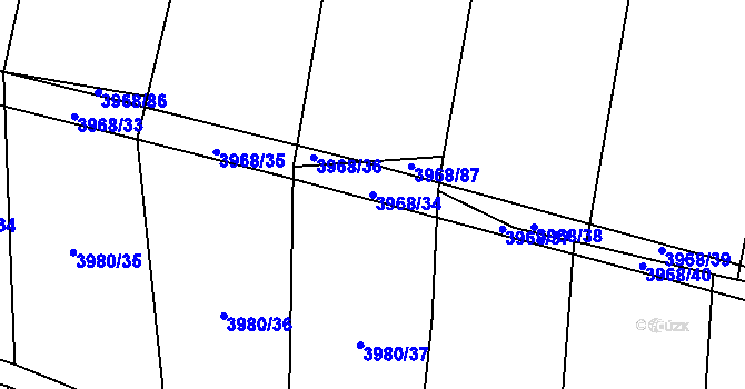 Parcela st. 3968/34 v KÚ Bilinka, Katastrální mapa
