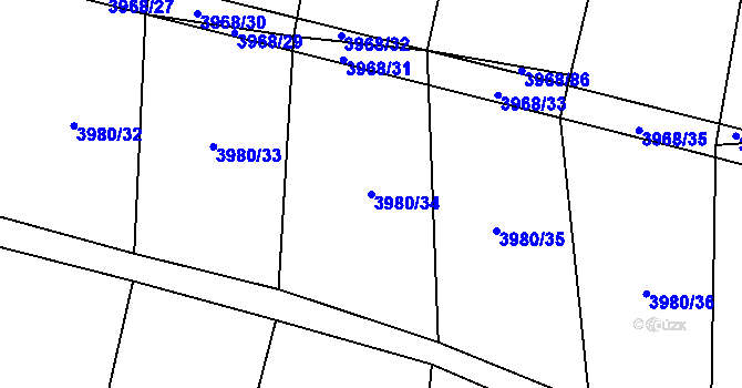 Parcela st. 3980/34 v KÚ Bilinka, Katastrální mapa