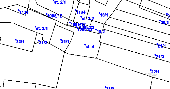 Parcela st. 4 v KÚ Bojenice, Katastrální mapa
