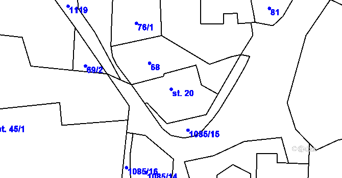 Parcela st. 20 v KÚ Bojenice, Katastrální mapa
