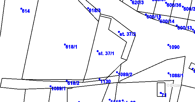 Parcela st. 37/1 v KÚ Bojenice, Katastrální mapa