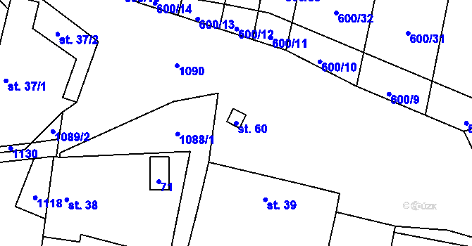 Parcela st. 60 v KÚ Bojenice, Katastrální mapa