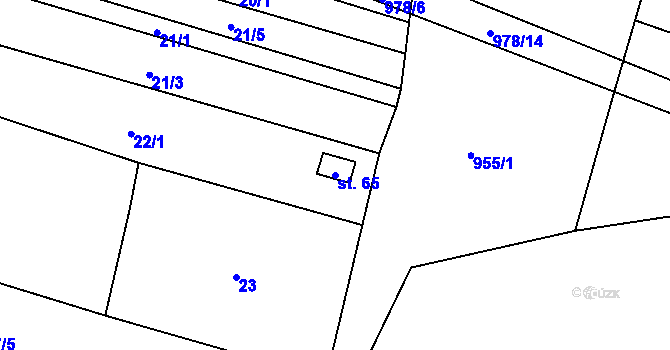 Parcela st. 65 v KÚ Bojenice, Katastrální mapa
