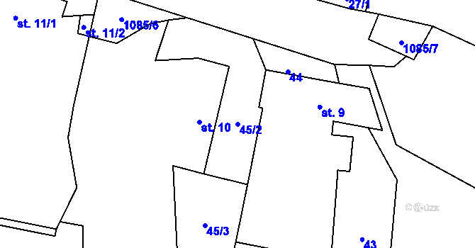 Parcela st. 45/2 v KÚ Bojenice, Katastrální mapa