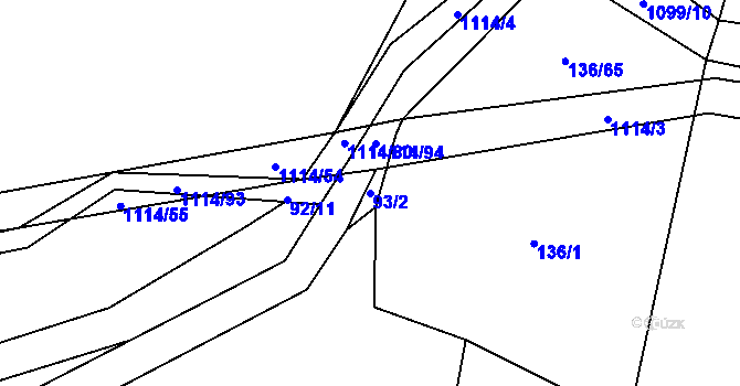 Parcela st. 93/2 v KÚ Bojenice, Katastrální mapa