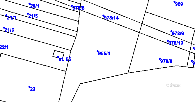 Parcela st. 955/1 v KÚ Bojenice, Katastrální mapa