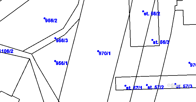 Parcela st. 970/1 v KÚ Bojenice, Katastrální mapa