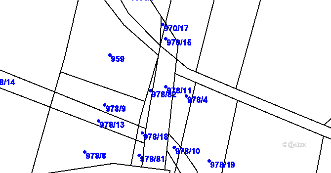 Parcela st. 978/11 v KÚ Bojenice, Katastrální mapa