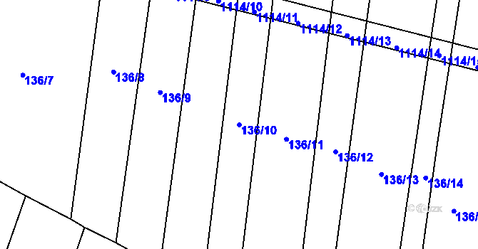 Parcela st. 136/10 v KÚ Bojenice, Katastrální mapa