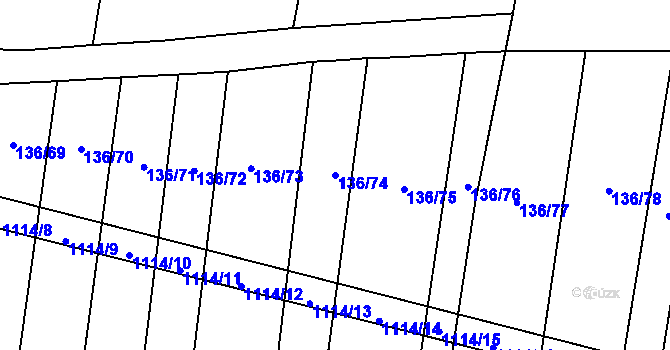 Parcela st. 136/74 v KÚ Bojenice, Katastrální mapa