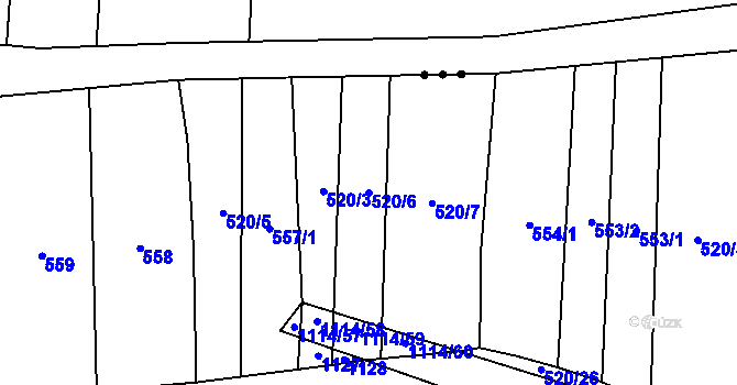 Parcela st. 520/6 v KÚ Bojenice, Katastrální mapa