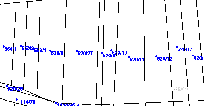 Parcela st. 520/9 v KÚ Bojenice, Katastrální mapa